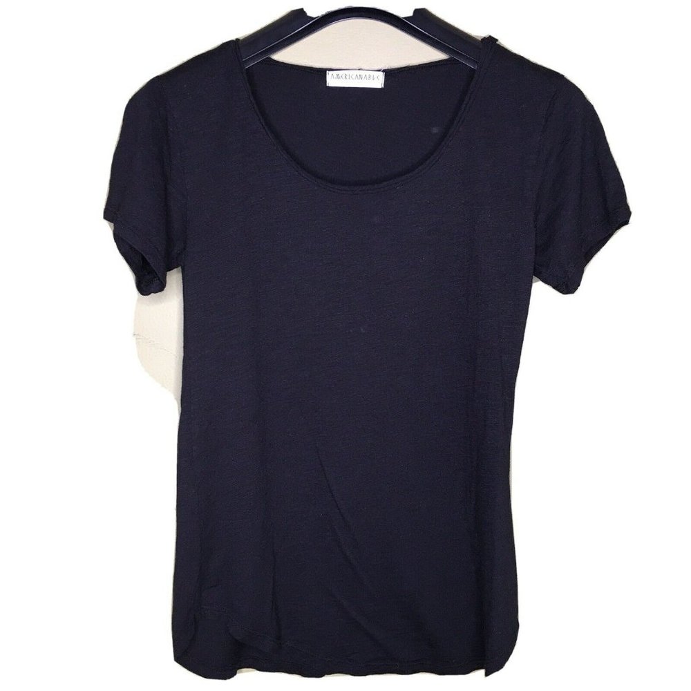 American Able Womens Shirt Solid Black Small
